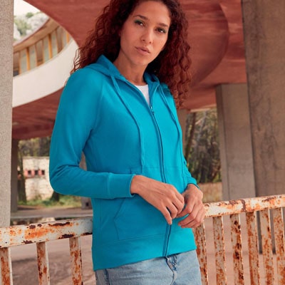 Felpa Giacca Cappuccio +Zip Fruit of The Loom 621500 Leggera Sgarzata